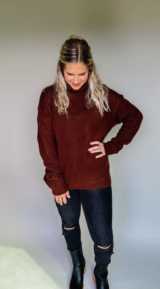 Lorelei Rust Turtle Neck Sweater