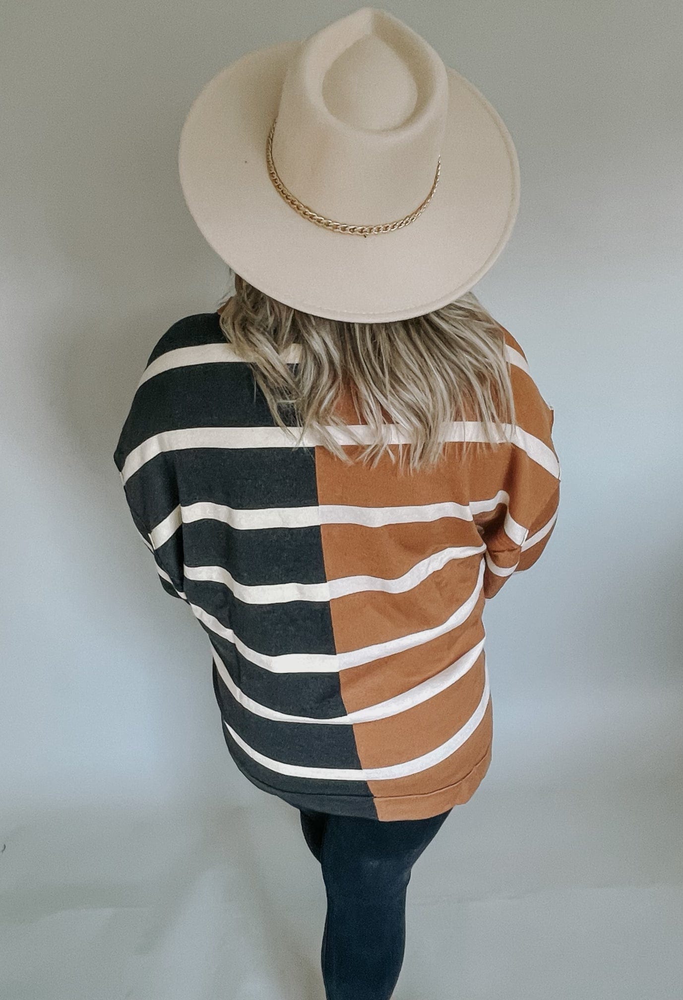 The Michelle Two Toned Striped Pullover Sweater